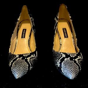 Sexy snake print leather high heels